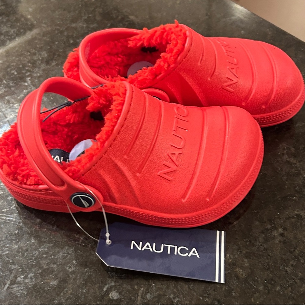 Nautica Clogs Red Mono Shearling River Reese Toddler Sz 9
